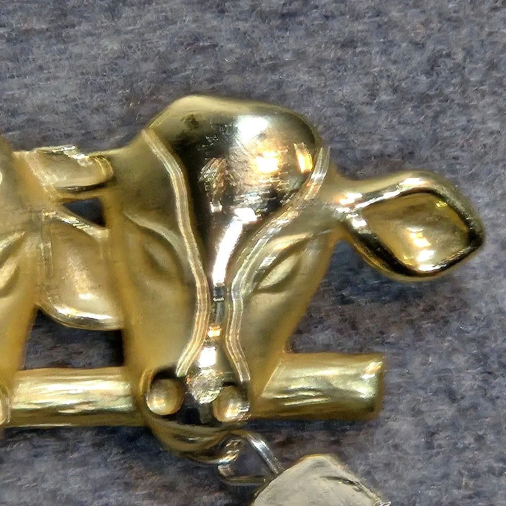 Vintage AJC Cows with Bells Lapel Pin Brooch Gold Tone Cottagecore Western *flaw